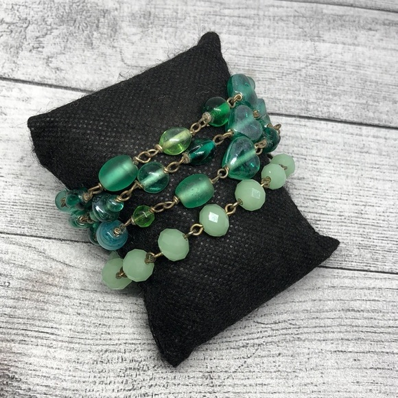 Vintage green art glass statement bracelet free extra - Picture 6 of 6